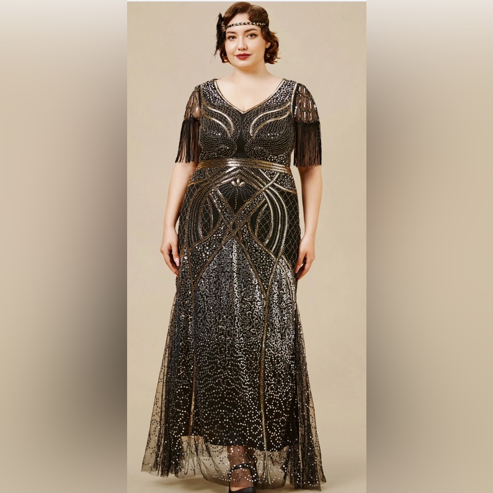 Mermaid Hem Maxi Bodycon Cocktail Plus Size Dress 2XL